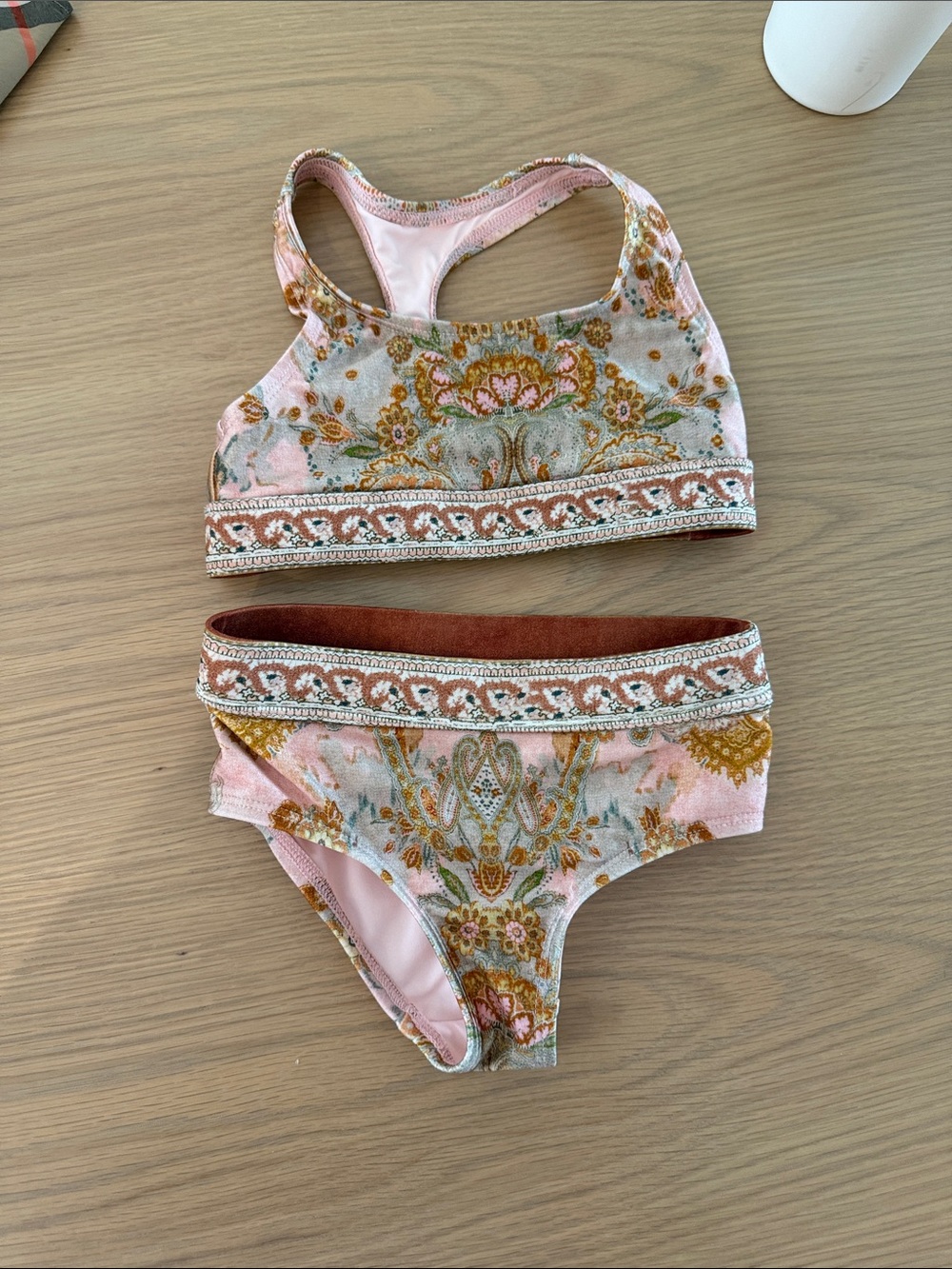 Zimmerman Floral Pink & Gold Paisley Two-Piece Swim Set